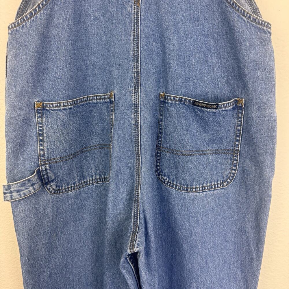 Vintage 90s Y2K Unionbay Blue Jean Cotton Denim Bib Overalls Dungarees Small - Picture 11 of 13